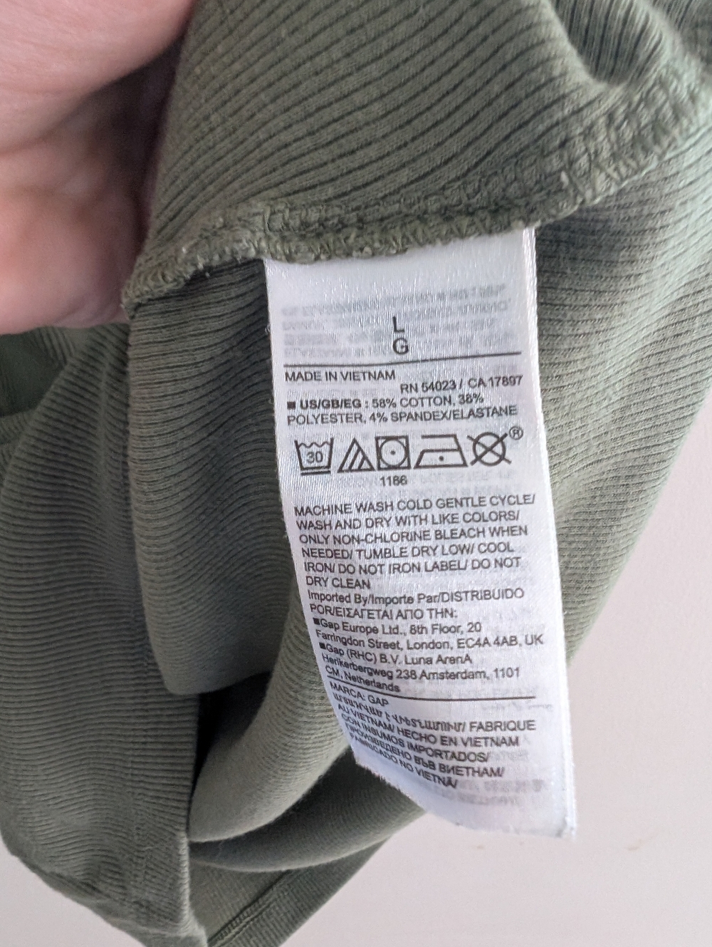 Gap Olive Green Ruffle Rib Tank Top Size L - Picture 3 of 4